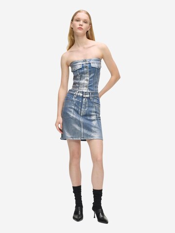 KARL LAGERFELD JEANS Skirt 'KLJ Hr Coated Dnm Mini Skirt B1W12018' in Silver