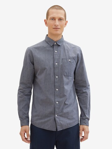 Coupe regular Chemise TOM TAILOR en bleu : devant