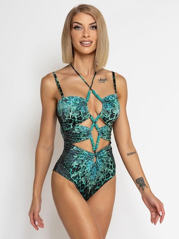 JIORO Badpak 'LEO NEON GRENN' in Groen