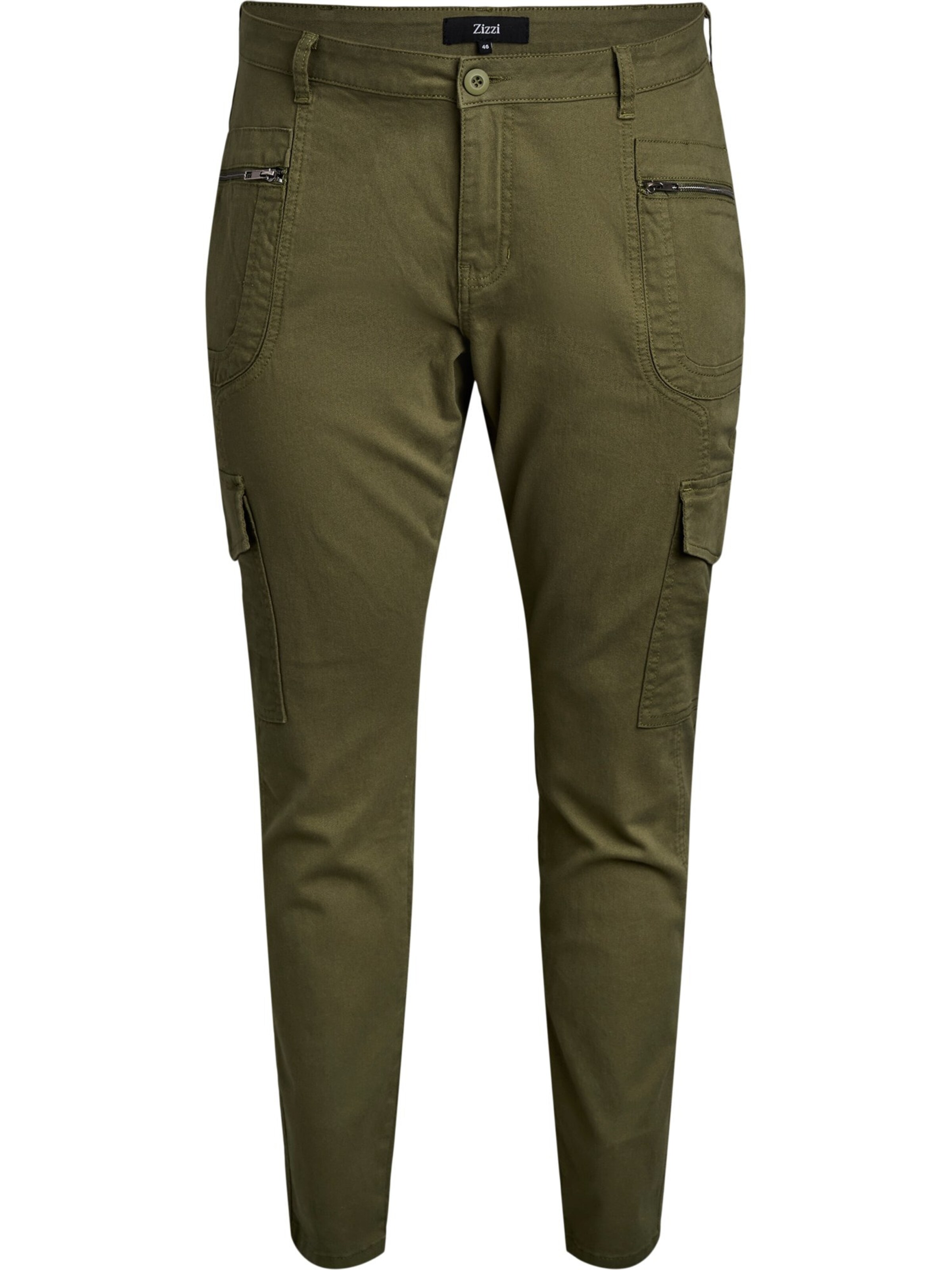 Zizzi Дънки Tapered Leg Карго панталон 'JSEA' в зелено: отпред