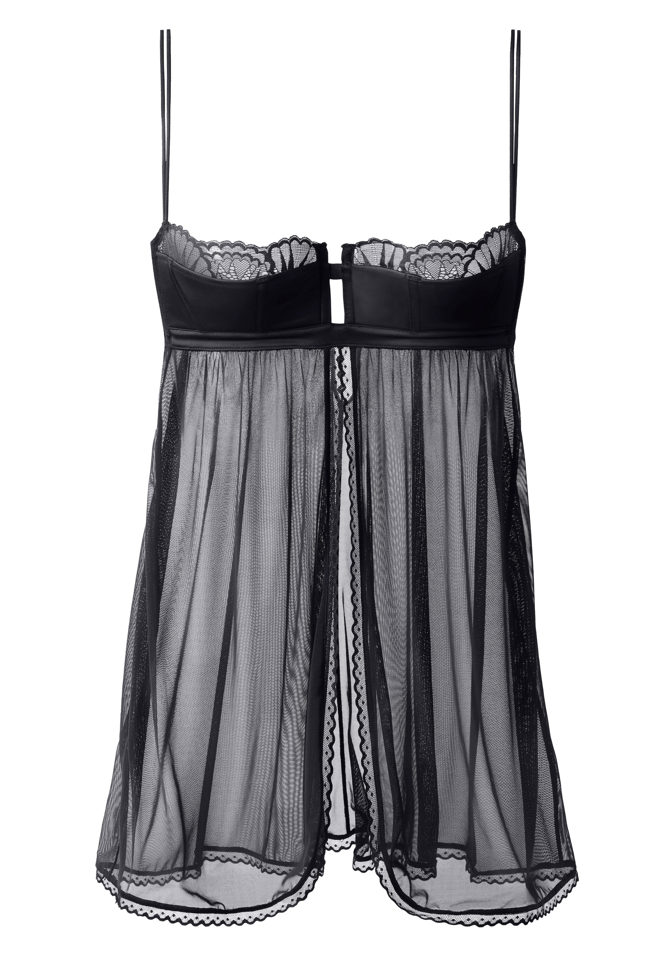 PETITE FLEUR GOLD Negligee in Black: front