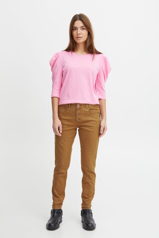 PULZ Jeans Slim fit Chino trousers in Brown