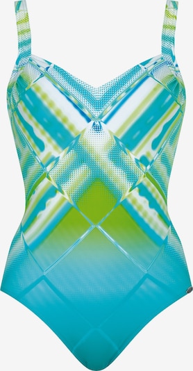 SUNFLAIR Badeanzug 'Radiant Lines' in M/B in cyanblau / dunkelblau / kiwi / weiß, Produktansicht