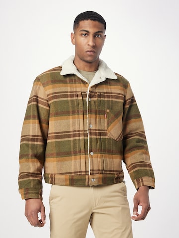 LEVI'S ® Between-season jacket 'Type 1 Sherpa Trucker' in Green: front