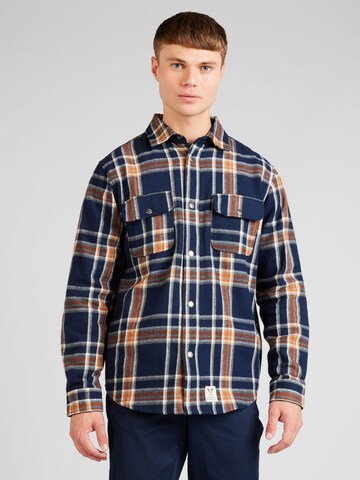 Coupe regular Chemise 'Adrian' Fat Moose en bleu : devant