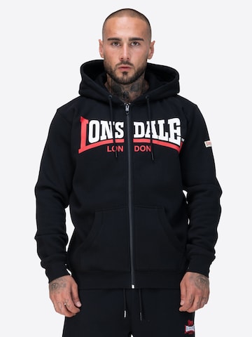 LONSDALE Bluza rozpinana 'Garrigill' w kolorze czarny: przód