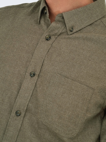 Only & Sons Regular fit Button Up Shirt 'ONSROAD' in Brown