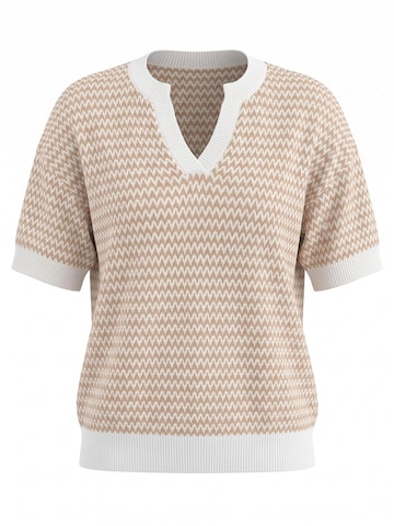 ARACH&CLOZ Pullover 'Strickpullover Damen Kurzarm-Pullover, Polo V-Ausschnitt 100% Baumwolle, Gestreift Sommer Strickshirt'‌‌‌‌‌‌‌‌ in Beige: Vorderseite