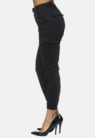 Elara Slimfit Cargobroek in Zwart