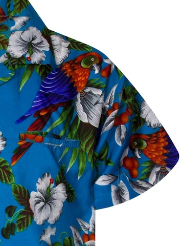 King Kameha Regular fit Button Up Shirt 'Cherryparrot' in Blue