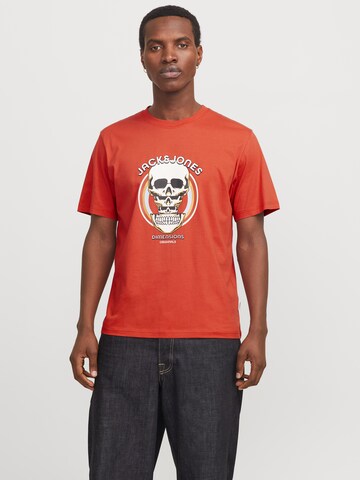 JACK & JONES Shirt 'JORAnatomy Skull' in Orange: front