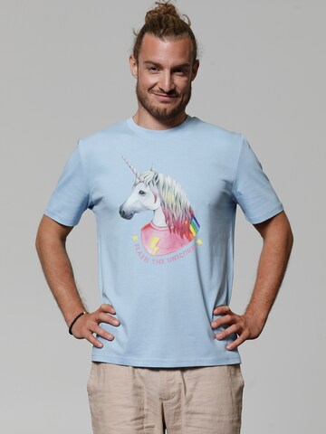 T-Shirt ' Flash, the unicorn ' Watapparel en bleu : devant