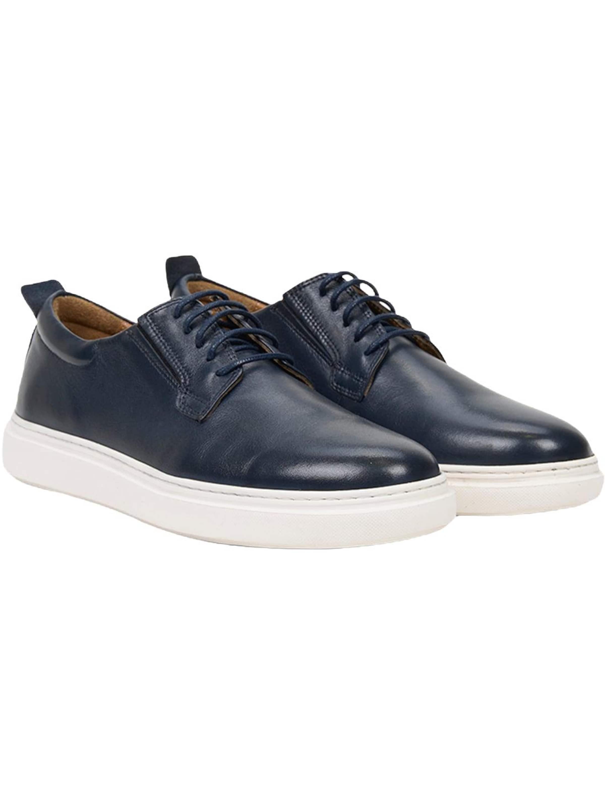 Desa Athletic lace-up shoe 'DESA Herren-Schnürschuhe aus Leder mit weißer Sohle' in Blue