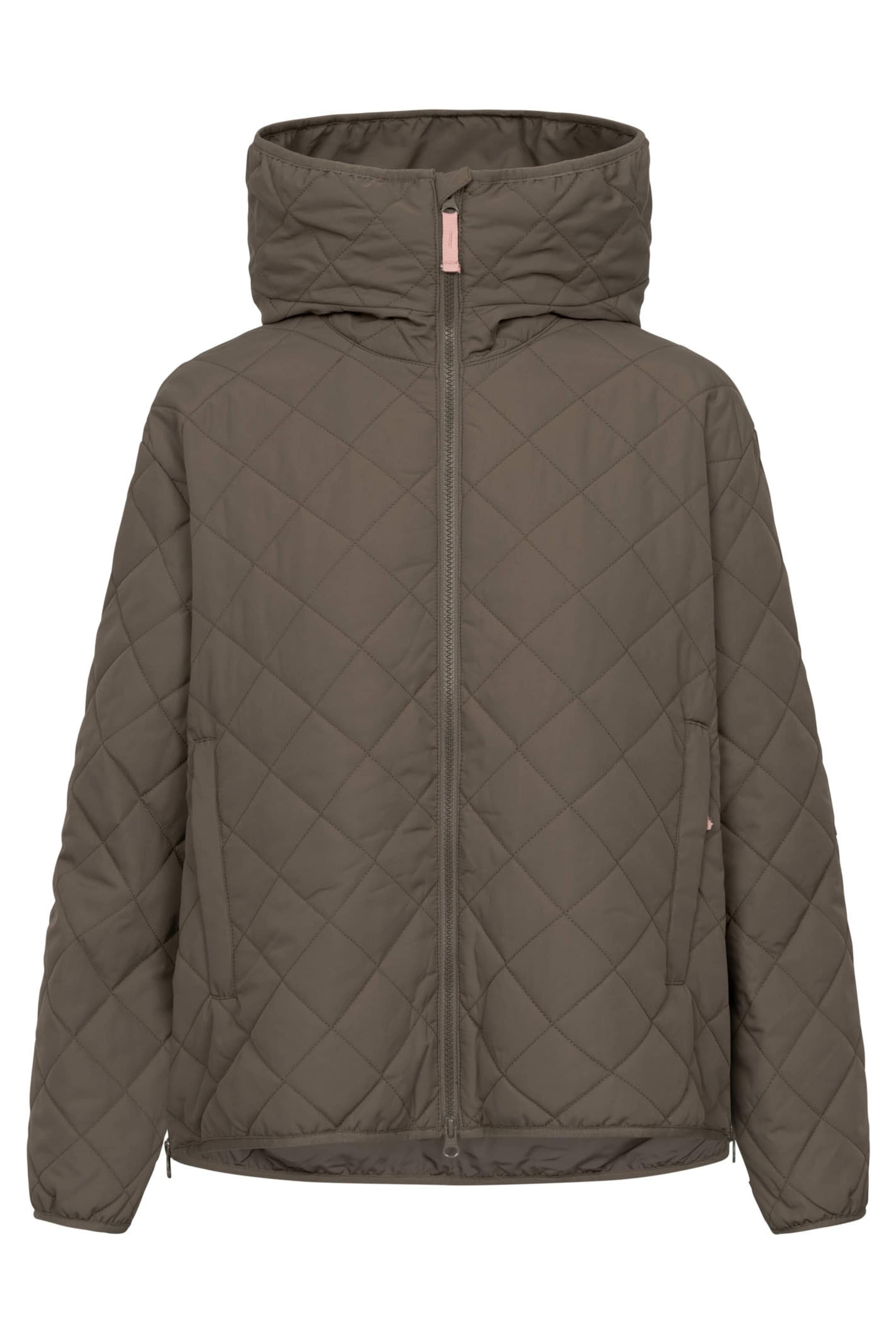 Derbe Between-Season Jacket 'Quiltby Short' in Brown: front