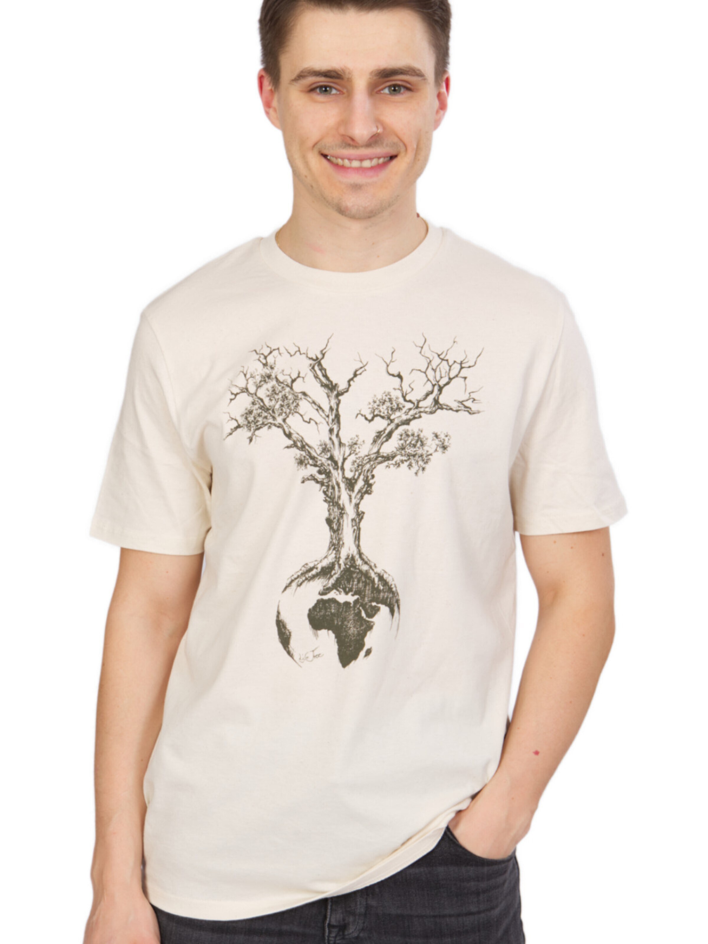 Life-Tree Shirt 'Organic Fairwear Weltenbaum' in White: front