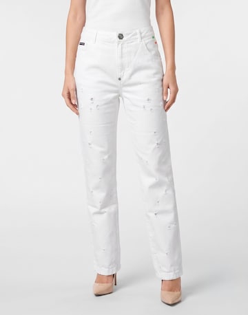 Philipp Plein Regular Jeans in Wit: voorkant