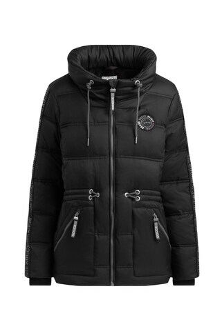 Soccx Steppjacke mit Taillengummizug und Logo-Tapes in Schwarz: Vorderseite
