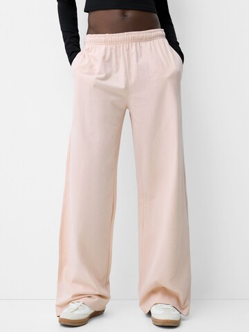 Wide leg Pantaloni de la Bershka pe roz