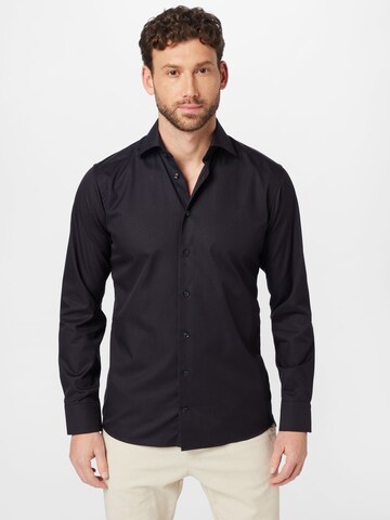 ETON Slim fit Overhemd in Zwart: voorkant