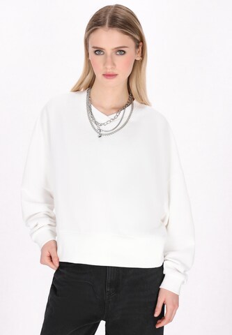 myMo ROCKS Sweatshirt 'Comfy' in Wit: voorkant
