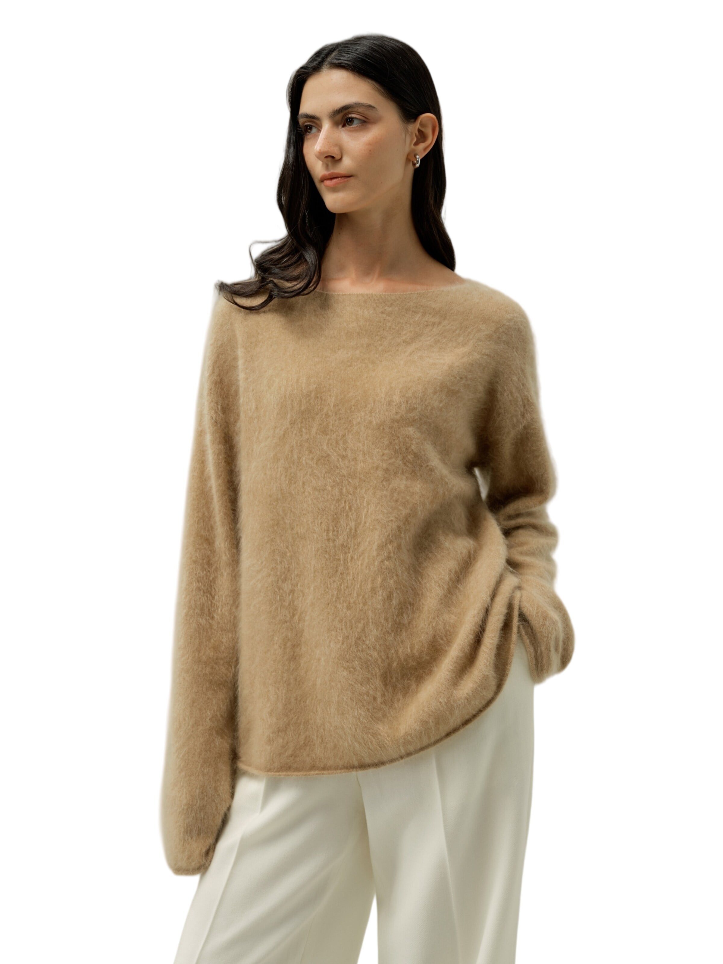 Lilysilk Pullover 'Bootneck-Pullover aus gebürstetem Kaschmir'‌‌‌‌‌‌ in Beige