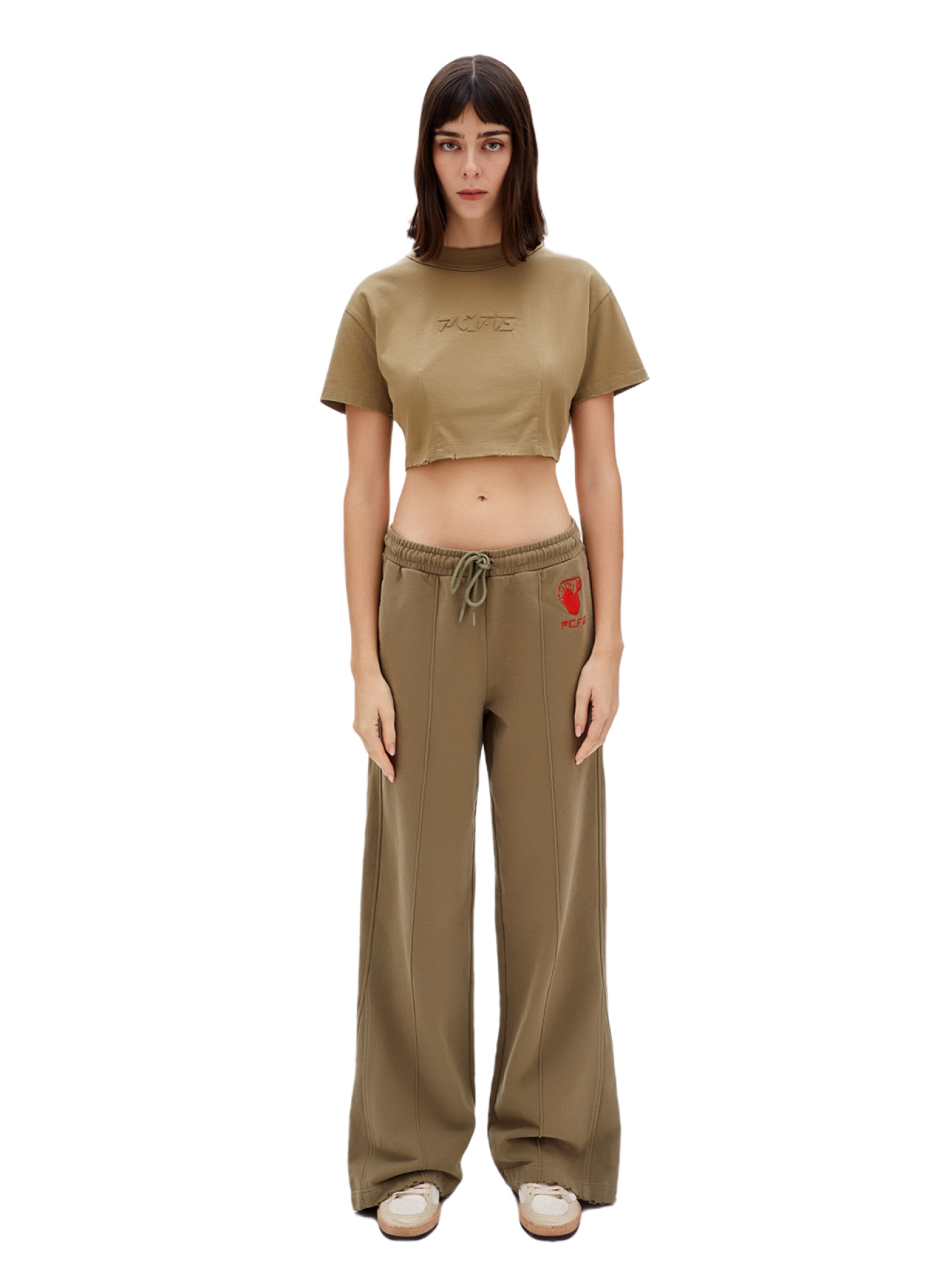 PCFG Wide leg Pants in Brown: front