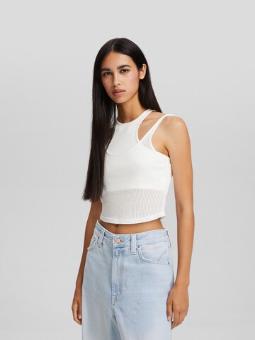 Tops en tricot Bershka en blanc : devant