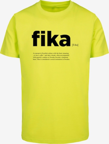 T-Shirt 'Fika Definition' Mister Tee en jaune : devant