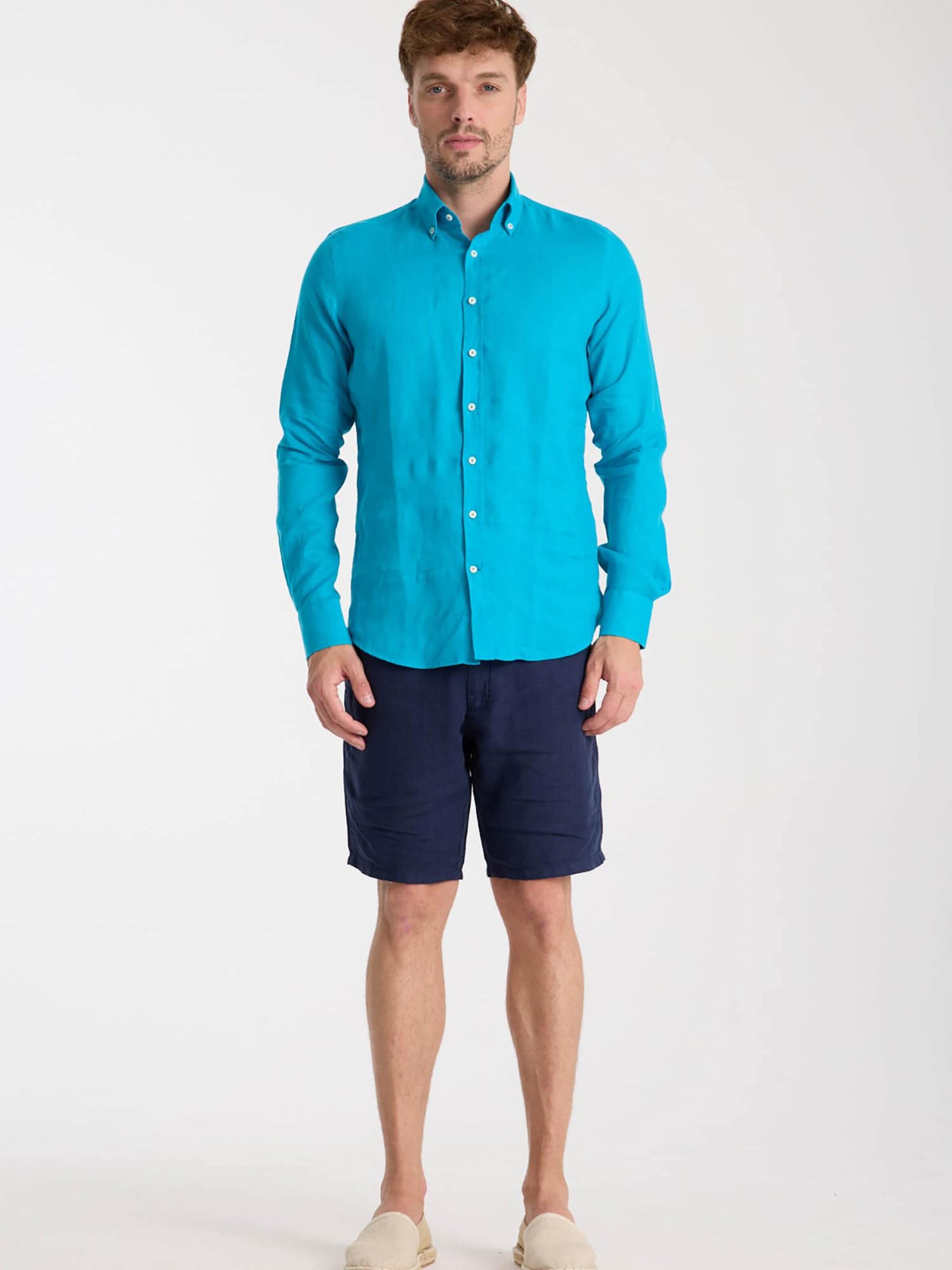 Slim fit Camicia business 'Leonardo Linen Man Shirt' di 7Camicie in blu