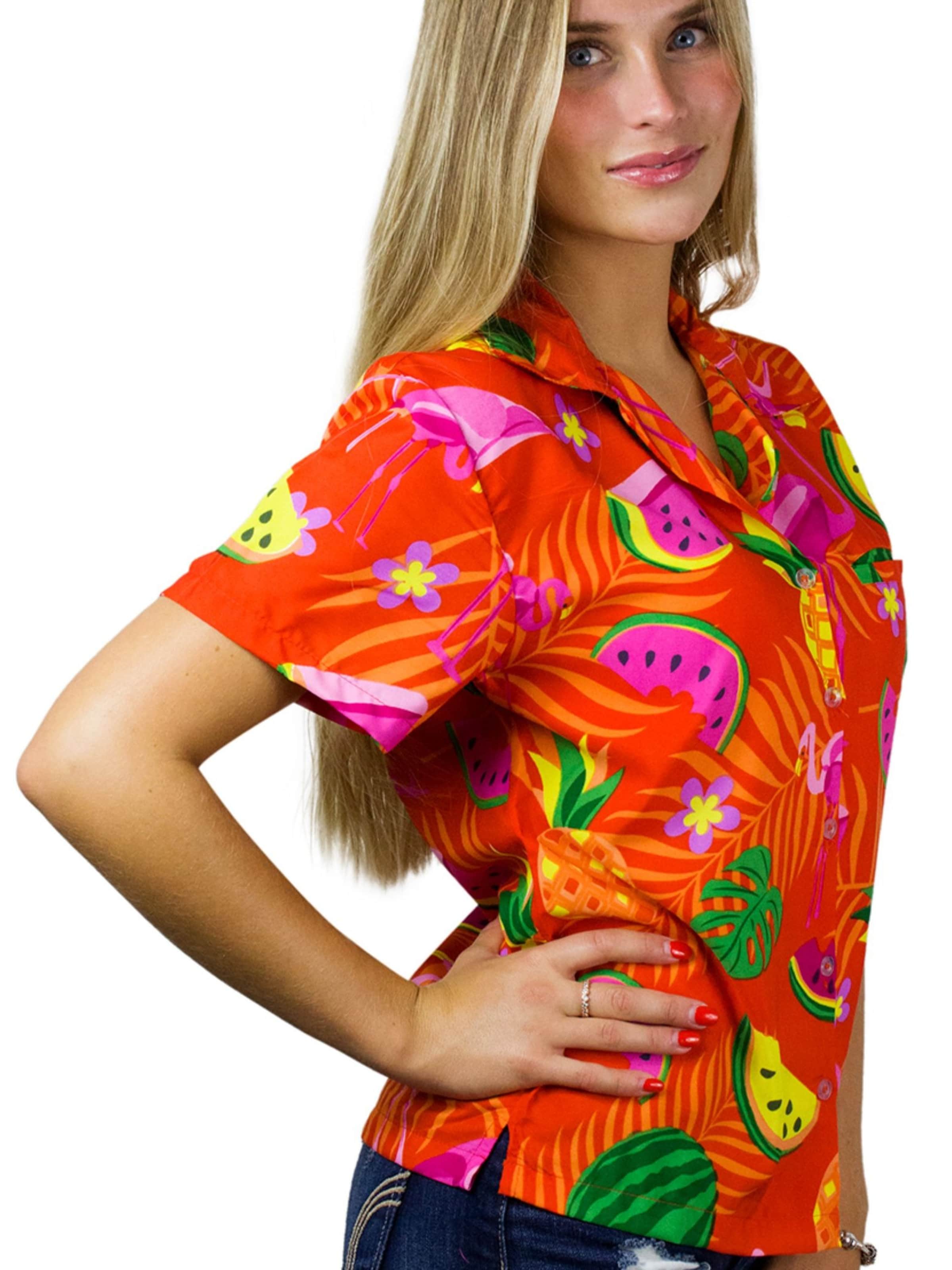 King Kameha Bluse 'Flamingo Melone'‌ in Orange