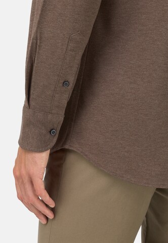 Boggi Milano Comfort fit Overhemd in Bruin