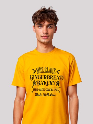 F4NT4STIC Shirt 'Santas Gingerbread Bakery Retro Christmas' in Geel