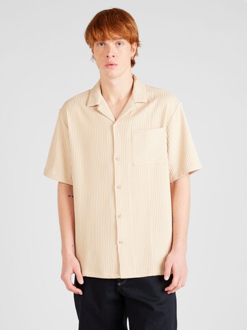 TOPMAN Regular fit Button Up Shirt in Beige: front