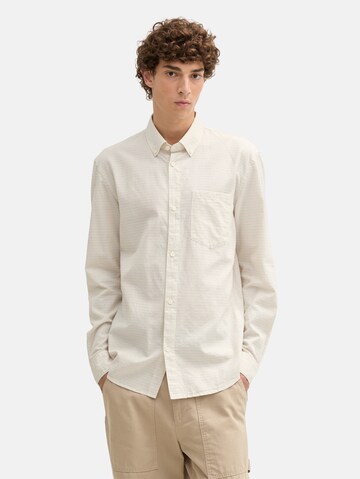 TOM TAILOR DENIM Slim fit Button Up Shirt in Beige: front