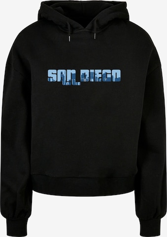 Merchcode Sweatshirt 'Grand San Diego Skyline' in Zwart: voorkant