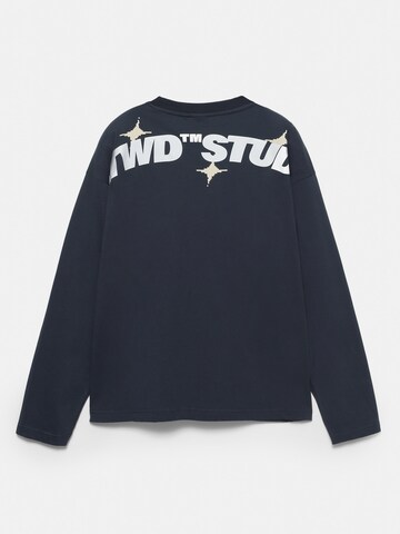 Pull&Bear Тениска 'CLUB COMMUNITY STWD' в синьо