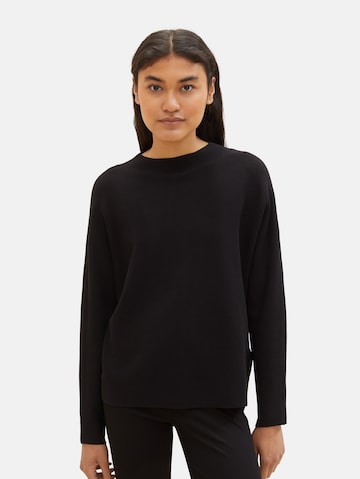 TOM TAILOR DENIM Pullover 'Mock' in Schwarz: predná strana