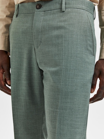 SELECTED HOMME Regular Trousers with creases 'OASIS' in Green