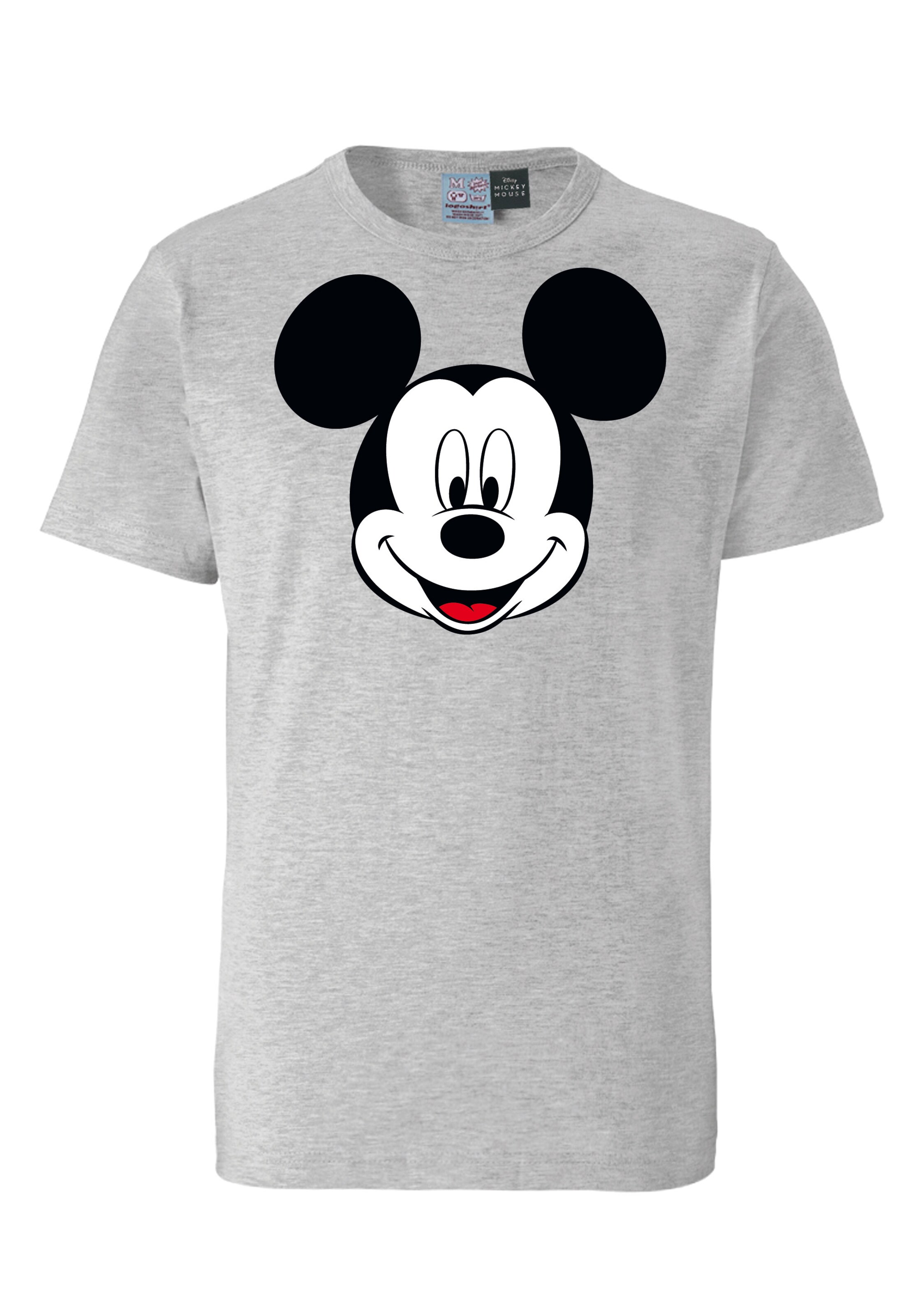 LOGOSHIRT Shirt 'Disney - Mickey Mouse Gesicht' in Grey / Red / Black / White, Item view