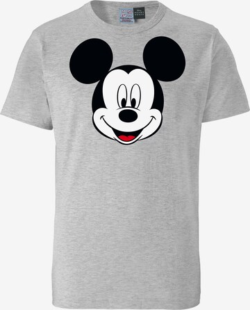 LOGOSHIRT Shirt 'Disney - Mickey Mouse Gesicht' in Grijs: voorkant