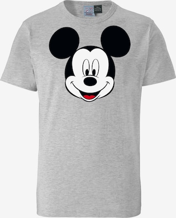 LOGOSHIRT T-Shirt 'Disney - Mickey Mouse Gesicht' in Grau: predná strana