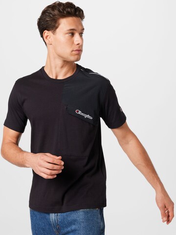T-Shirt 'Crewneck' Champion Authentic Athletic Apparel en noir : devant