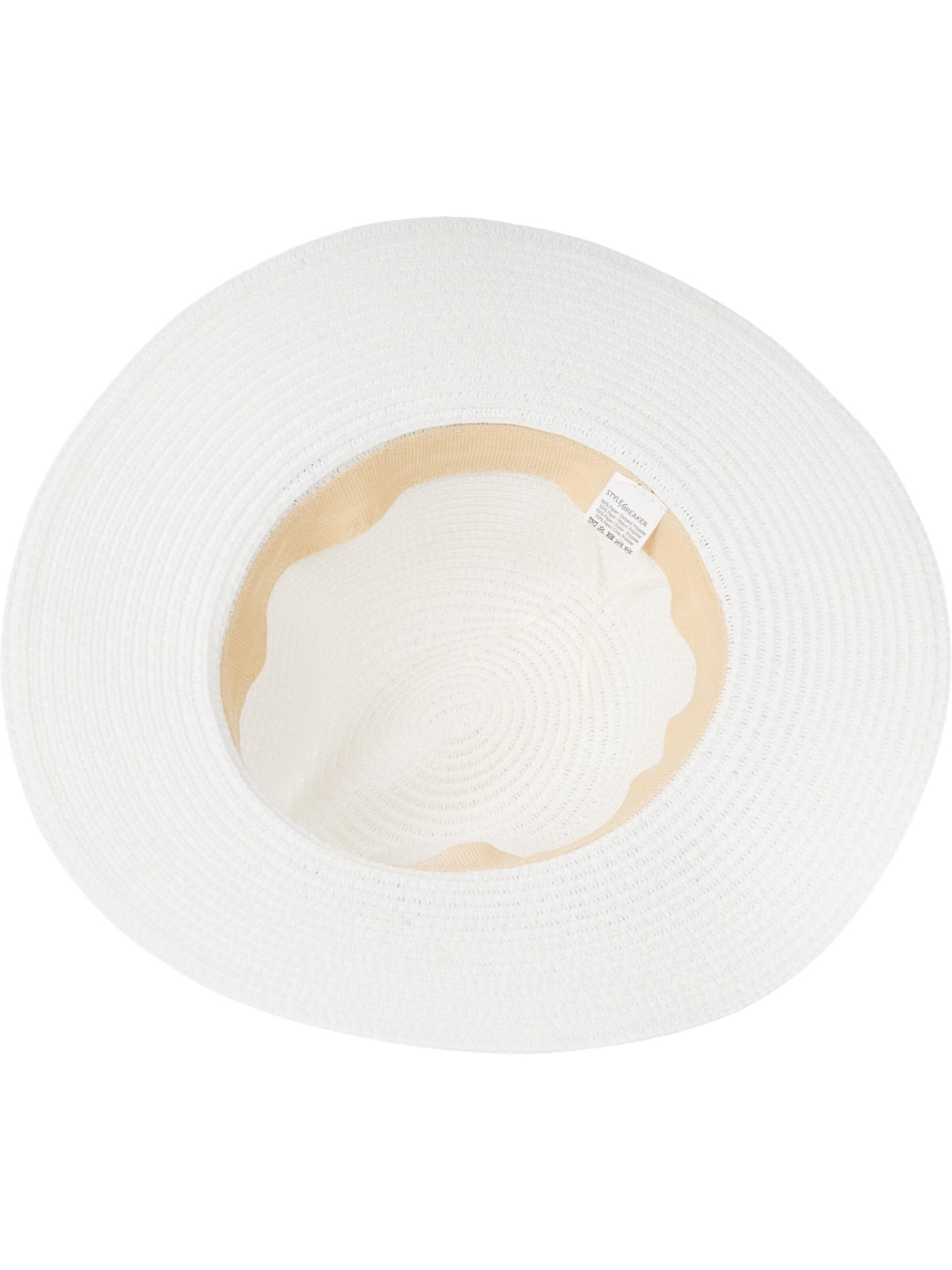 styleBREAKER Hat 'Panama Strohhut Hutband Azteken Muster' in White