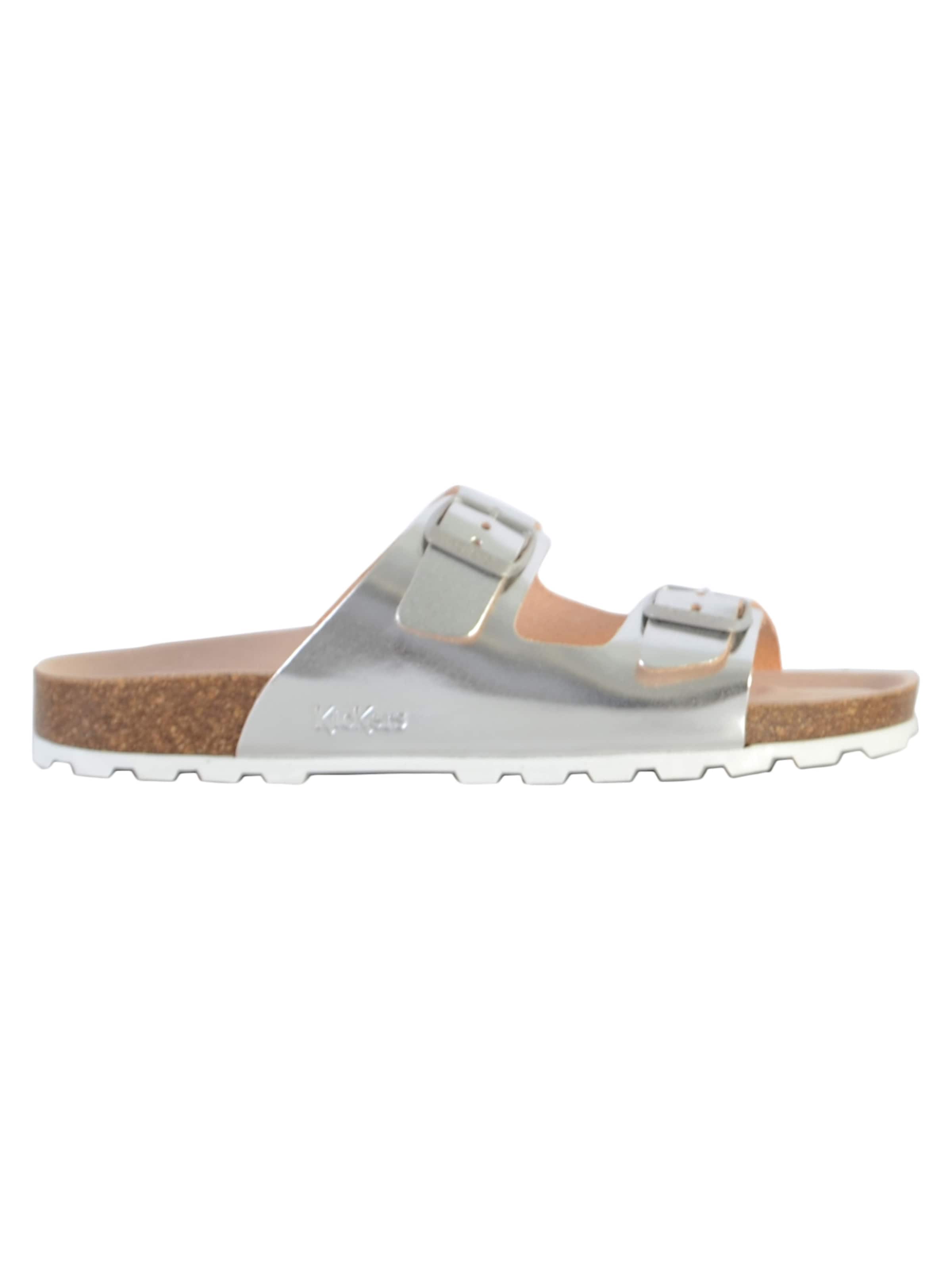 Kickers Mule 'Flache Mules aus Leder ELK' in Silver