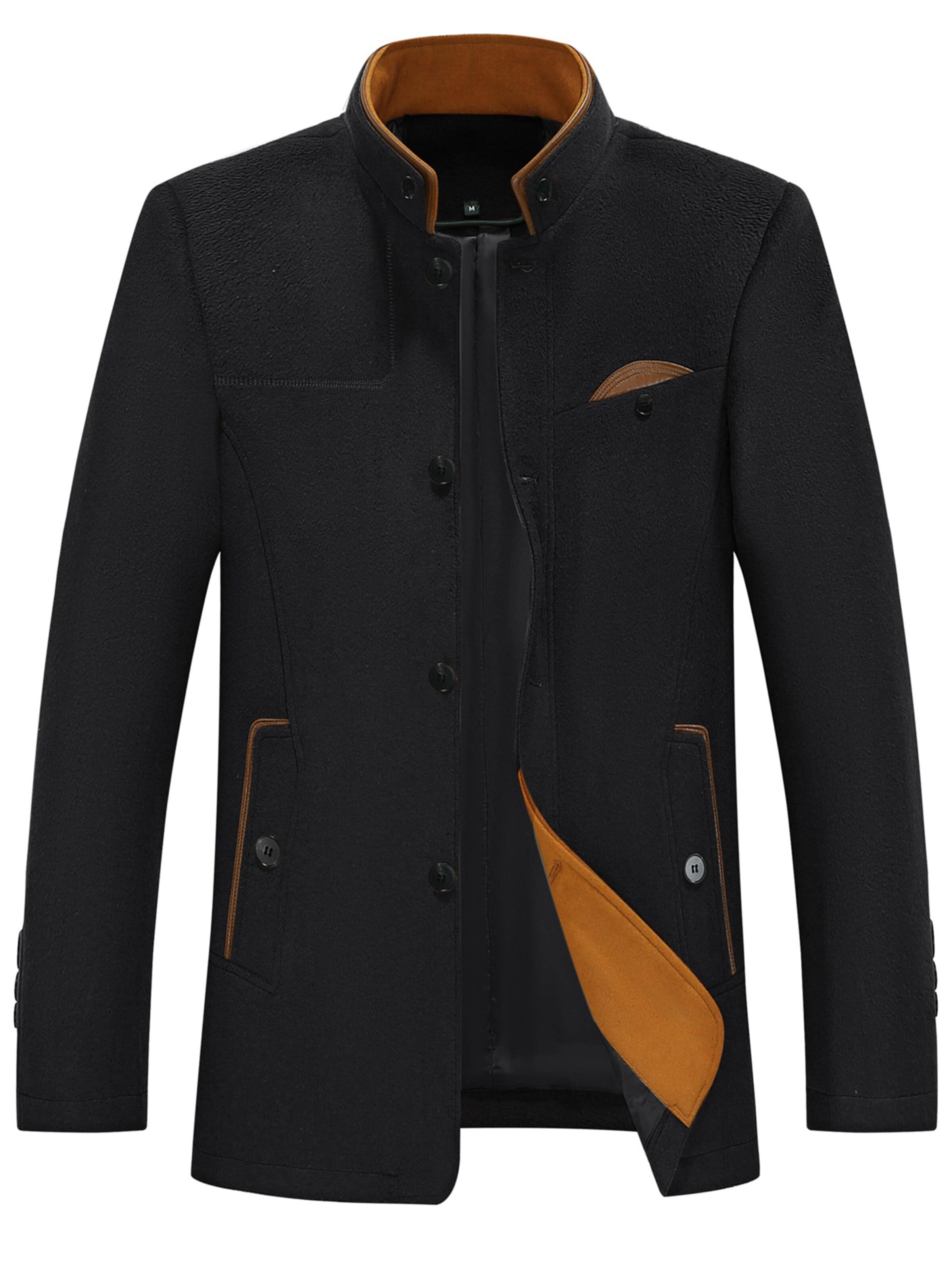 ALLTHEMEN Winter Coat 'Farbkante' in Black
