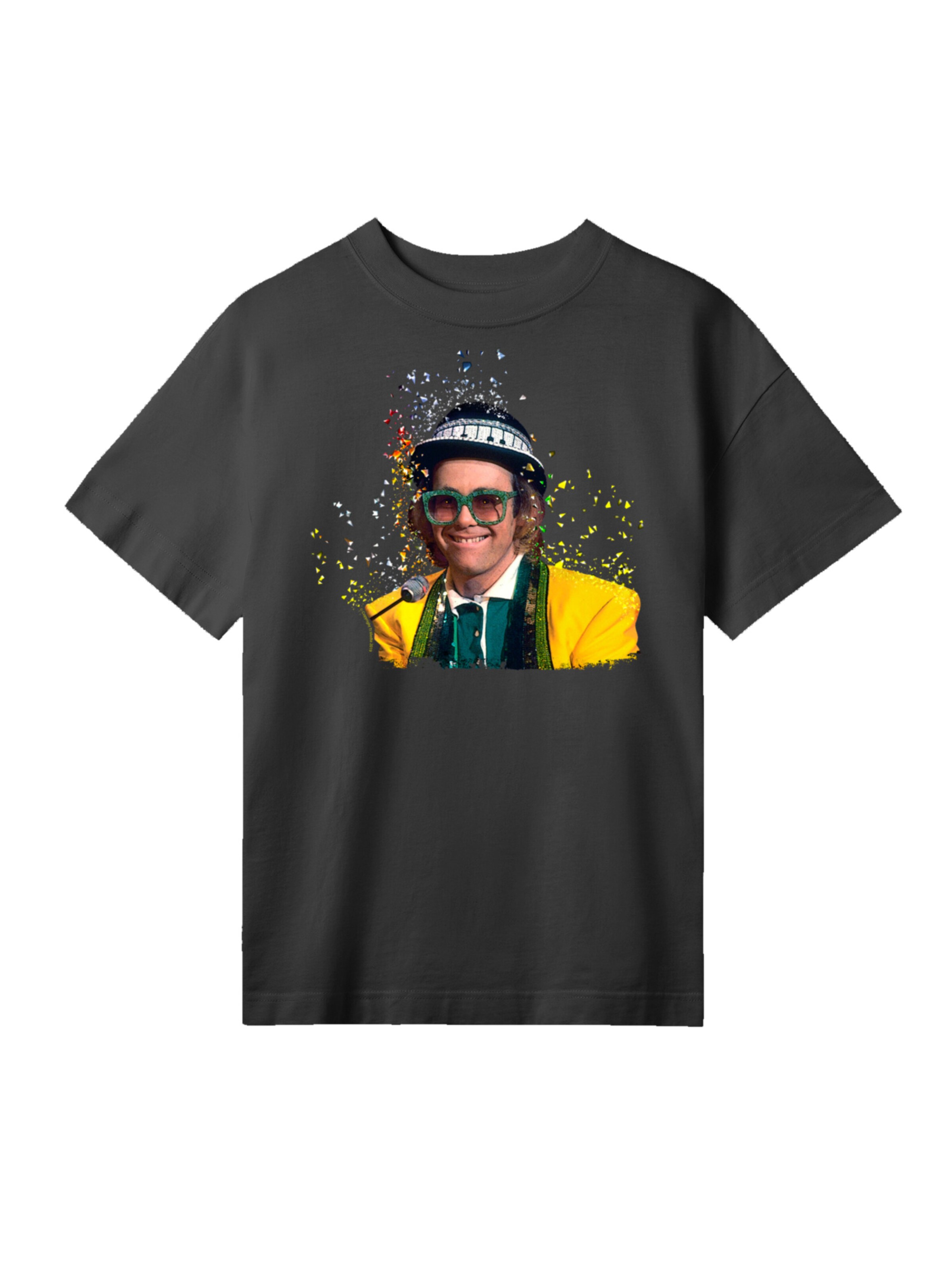 T-shirt 'TV Times Elton John At The Piano 1977' F4NT4STIC en noir : devant