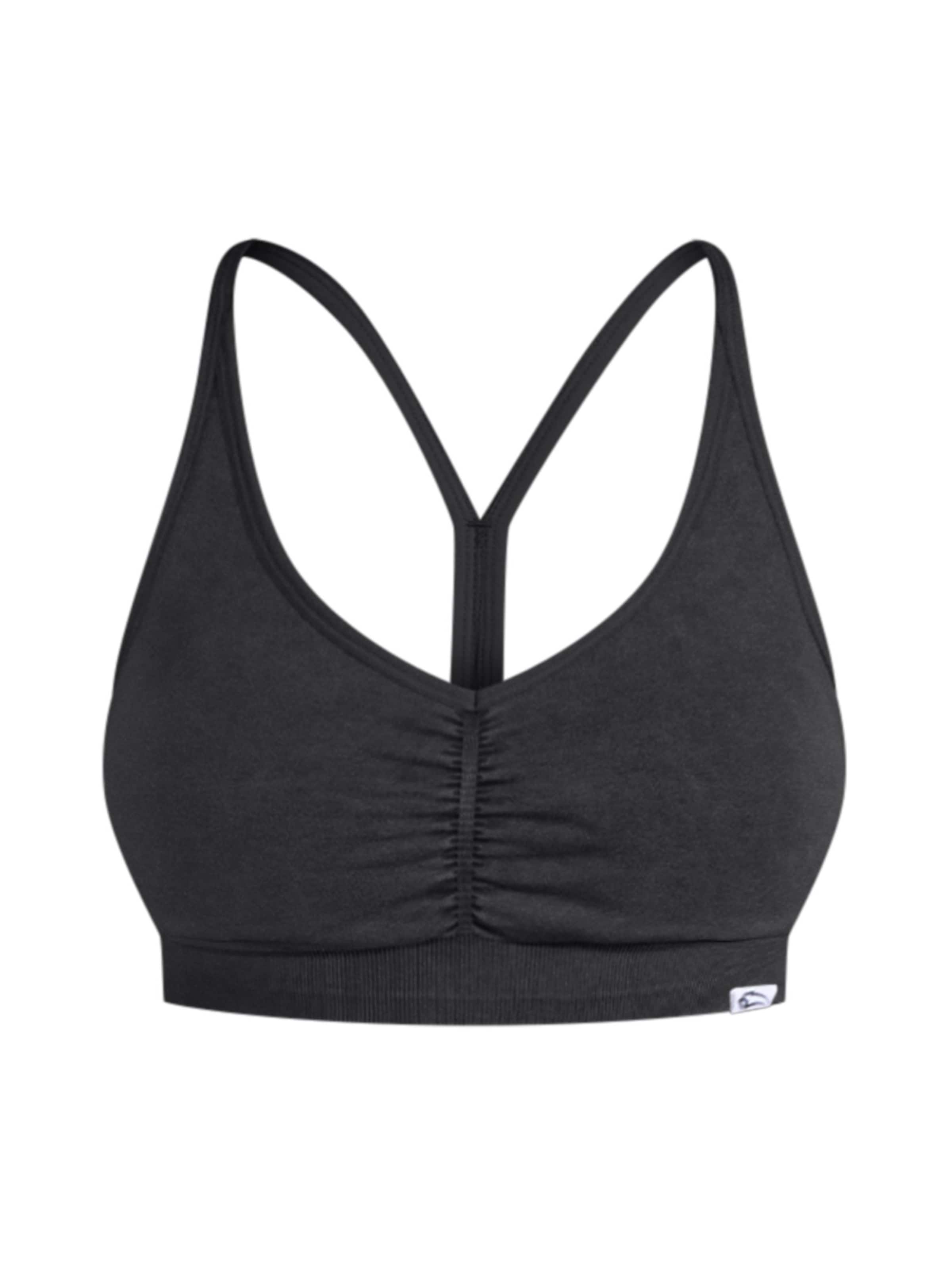 Bustier Haut de sport 'Batik Scrunch' Smilodox en noir : devant