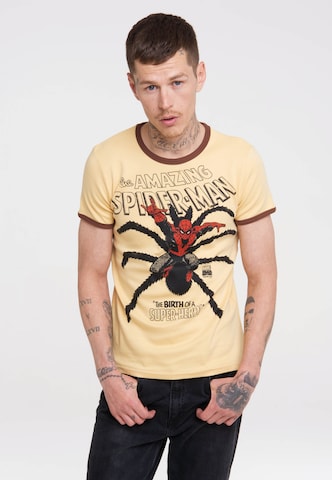 LOGOSHIRT Shirt 'Spider-Man' in Bruin: voorkant