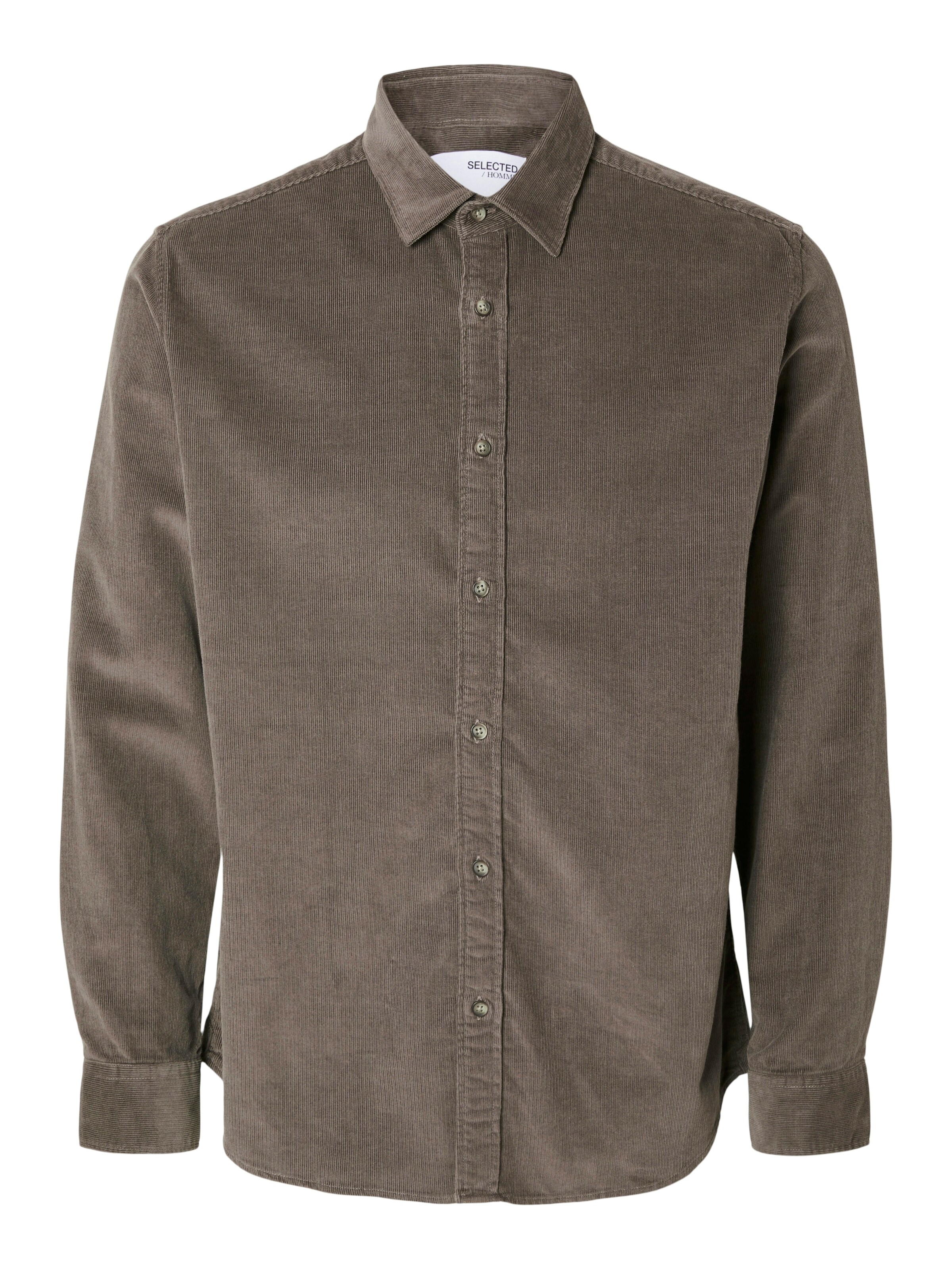Coupe regular Chemise 'SLHRegowen' SELECTED en marron : devant