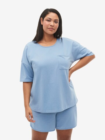 Zizzi Shirt 'Mcharline' in Blauw: voorkant